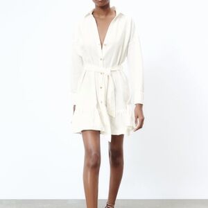 Zara linen tie shirt dress size M